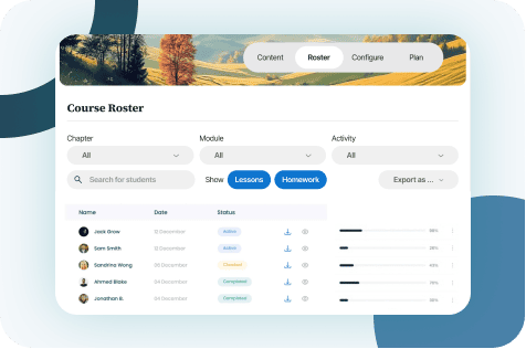 Learnvia faculty dashboard showing automated grading and student performance indicators for more active in-class teaching